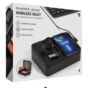 Sharper Image Wireless Valet Desk Organizer with Charging Pad NIB